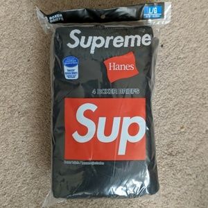 New Supreme x Hanes black L 4 pack boxer briefs